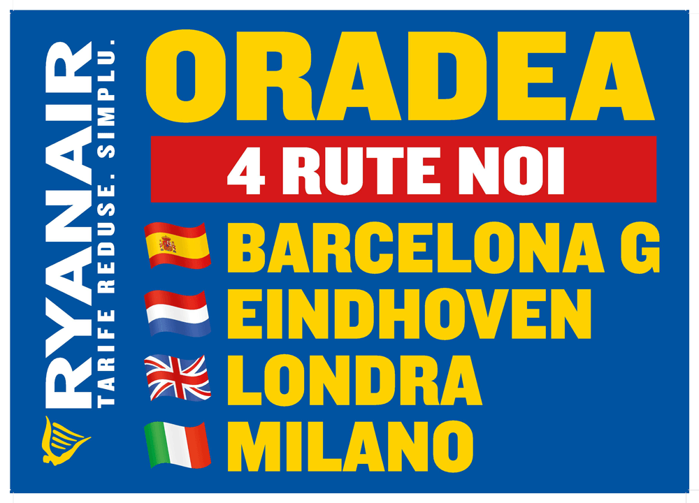 Ryanair - 4 rute noi din Oradea